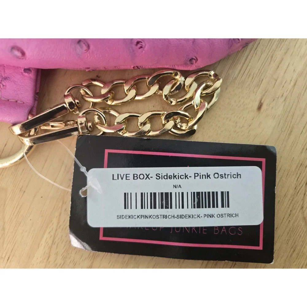 Make Up Junkie Sidekick Pink‎ Ostrich Bag